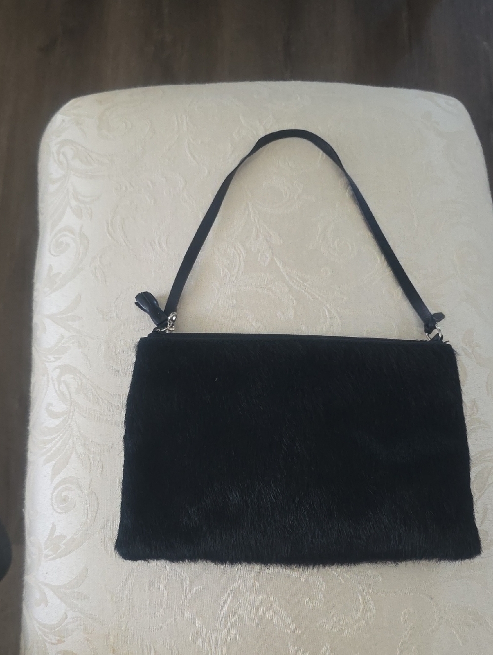 BCBGMaxAzria Black Faux Fur Mini Shoulder Bag